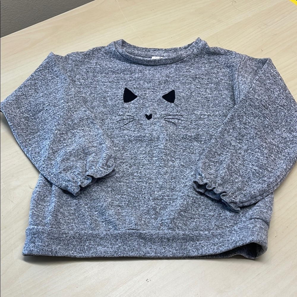 Zara Gray Cat Face Sweatshirt
